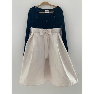 Perfectly Dressed Girls Velvet & Satin Dress W/ Bow Size‎ 5 Black & White
